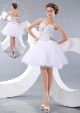 2016 Fashionable White Short Prom Dresses with Beading for Cocktail