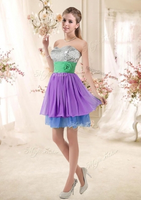 2016 Most Popular Sweetheart Multi Color Short Prom Dresses with Sequins