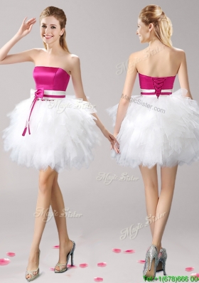 2016 Discount Strapless Short Prom Dress with Ruffles and Bowknot