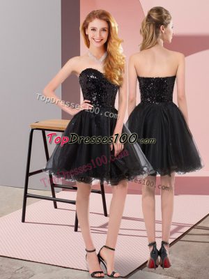 Tulle Sleeveless Mini Length Prom Party Dress and Sequins