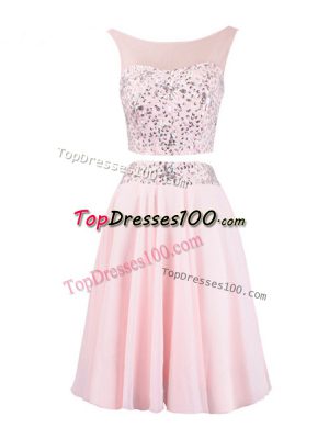 Customized Scoop Sleeveless Zipper Baby Pink Organza