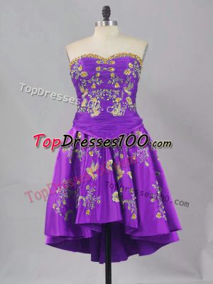 Spectacular Mini Length Eggplant Purple Prom Dress Sweetheart Sleeveless Lace Up