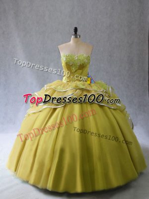 Comfortable Olive Green 15th Birthday Dress Sweetheart Sleeveless Brush Train Lace Up