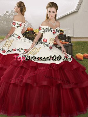 Enchanting Sleeveless Brush Train Embroidery and Ruffled Layers Lace Up Vestidos de Quinceanera