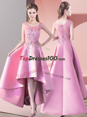 Baby Pink Sleeveless Satin Zipper Vestidos de Damas for Wedding Party