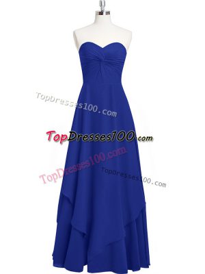 Affordable Royal Blue Sleeveless Chiffon Zipper Prom Dress for Prom and Party and Military Ball