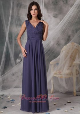 Clearence Beautiful Cheap Bridesmaid Dress Empire V-neck Chiffon Ruched Floor-length