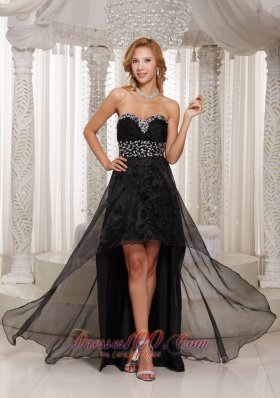 Black High-low Prom Dress Sweetheart Beaded Decorate Bust Custom Made With Organza