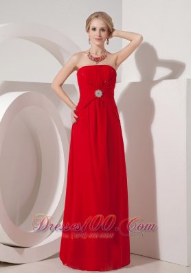 On Sale Cheap Red Strapless Column Prom Dress