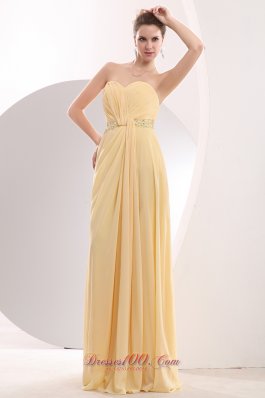 On Sale Gorgeous Light Yellow Prom / Evening Dress Empire Beading Sweetheart Brush Train Chiffon