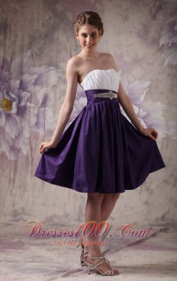 White and Purple A-line Sweetheart Knee-length Taffeta Beading and Ruch Prom / Homecoming Dress