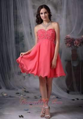 Cheap The Super Hot Cocktail Dress Coral Red A-line / Princess Sweetheart Chiffon Beading Mini-length