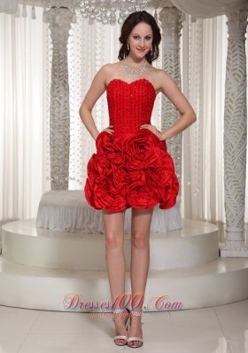 Cheap Flower Decorate Prom Dress For Cocktail With Sweetheart Mini-length  Cocktail Dress