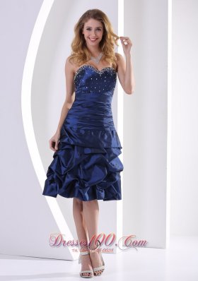 Navy Blue Sweetheart Beaded and Pick-ups 2013 Prom / Homecoming Dress Knee-length  Cocktail Dress