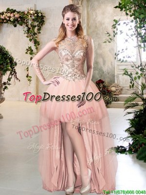 Latest Scoop Sleeveless Zipper Peach Tulle