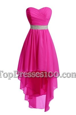 Designer Hot Pink Sweetheart Lace Up Belt Prom Party Dress Sleeveless