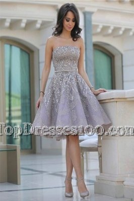 Scoop Pink Sleeveless Mini Length Beading Backless Party Dress Wholesale