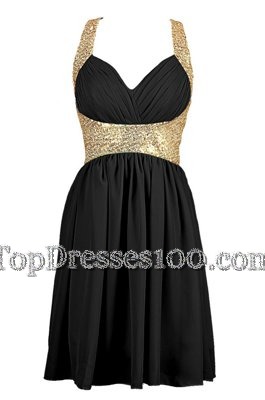 On Sale Knee Length Criss Cross Party Dress Wholesale Black and In for Prom with Sequins