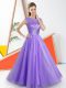 Lovely Tulle Bateau Sleeveless Backless Beading and Lace Wedding Guest Dresses in Lavender