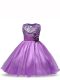 Knee Length Ball Gowns Sleeveless Purple Little Girls Pageant Dress Zipper