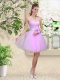 Sleeveless Lace and Belt Lace Up Dama Dress for Quinceanera