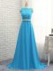 Artistic Zipper Wedding Party Dress Baby Blue for Prom and Party and Wedding Party with Beading and Lace Brush Train