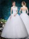 Best Selling Floor Length Lace Up Wedding Dress White for Wedding Party with Beading and Embroidery