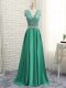 Simple Green V-neck Backless Lace and Appliques Dress for Prom Sleeveless