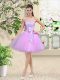 Off The Shoulder Sleeveless Lace Up Dama Dress Lilac Organza