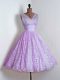 Lilac Quinceanera Court Dresses Prom and Party and Wedding Party with Lace V-neck Sleeveless Lace Up