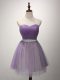 Ideal A-line Bridesmaids Dress Lavender Sweetheart Tulle Sleeveless Mini Length Lace Up