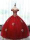 Inexpensive Floor Length Wine Red Sweet 16 Quinceanera Dress Tulle Sleeveless Beading and Appliques