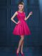 Traditional Scoop Sleeveless Tulle Wedding Party Dress Lace and Ruffled Layers Zipper