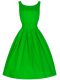 Green Taffeta Lace Up Bridesmaid Dress Sleeveless Knee Length Ruching