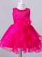 Hot Pink Zipper Scoop Beading and Hand Made Flower Flower Girl Dresses Organza Sleeveless