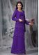 Ideal Floor Length Zipper Mother of Bride Dresses Eggplant Purple for Prom and Party with Beading