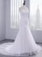 Custom Fit Sweetheart Sleeveless Court Train Lace Up Wedding Dresses White Tulle