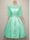 Free and Easy Lace Damas Dress Turquoise Lace Up Half Sleeves Knee Length