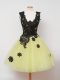 Yellow Zipper Straps Lace Wedding Party Dress Tulle Sleeveless