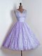 Delicate Mini Length A-line Sleeveless Lavender Quinceanera Court Dresses Lace Up