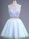 Captivating Sleeveless Knee Length Beading Lace Up Bridesmaid Dress with Lavender