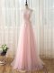 Custom Designed Tulle Cap Sleeves Quinceanera Dama Dress Brush Train and Beading and Lace