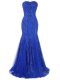 Low Price Tulle Sleeveless Prom Dress Brush Train and Sequins