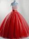 Floor Length Red 15th Birthday Dress Sweetheart Sleeveless Lace Up