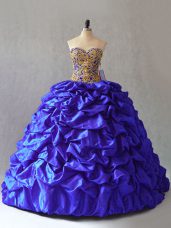 Royal Blue Quinceanera Gowns Sweetheart Sleeveless Brush Train Lace Up