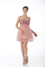 Best Selling Tulle Sweetheart Sleeveless Zipper Beading Club Wear in Pink