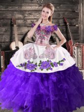 Smart Purple Lace Up Quinceanera Dresses Embroidery and Ruffles Sleeveless Floor Length