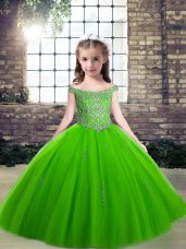 Sleeveless Beading Lace Up Kids Pageant Dress