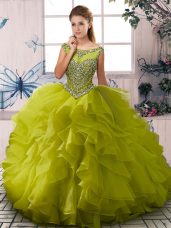 Trendy Sleeveless Zipper Floor Length Beading and Ruffles Quinceanera Gown