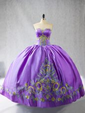 Clearance Embroidery Ball Gown Prom Dress Lavender Lace Up Sleeveless Floor Length